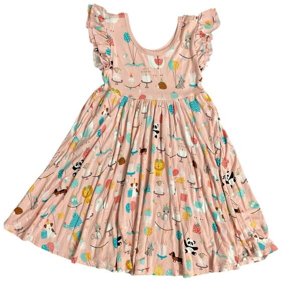 Little Sleepies Bamboo Pink Birthday Animals Dress - Picture 1 of 2